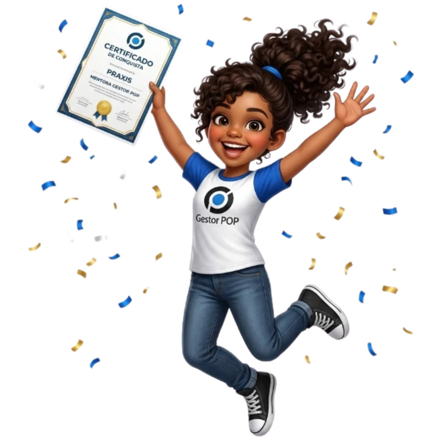 Praxis comemorando o certificado de conclusão