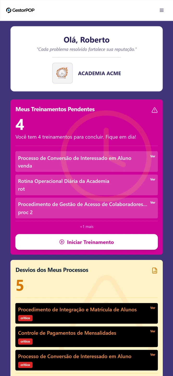 Dashboard do Gestor POP