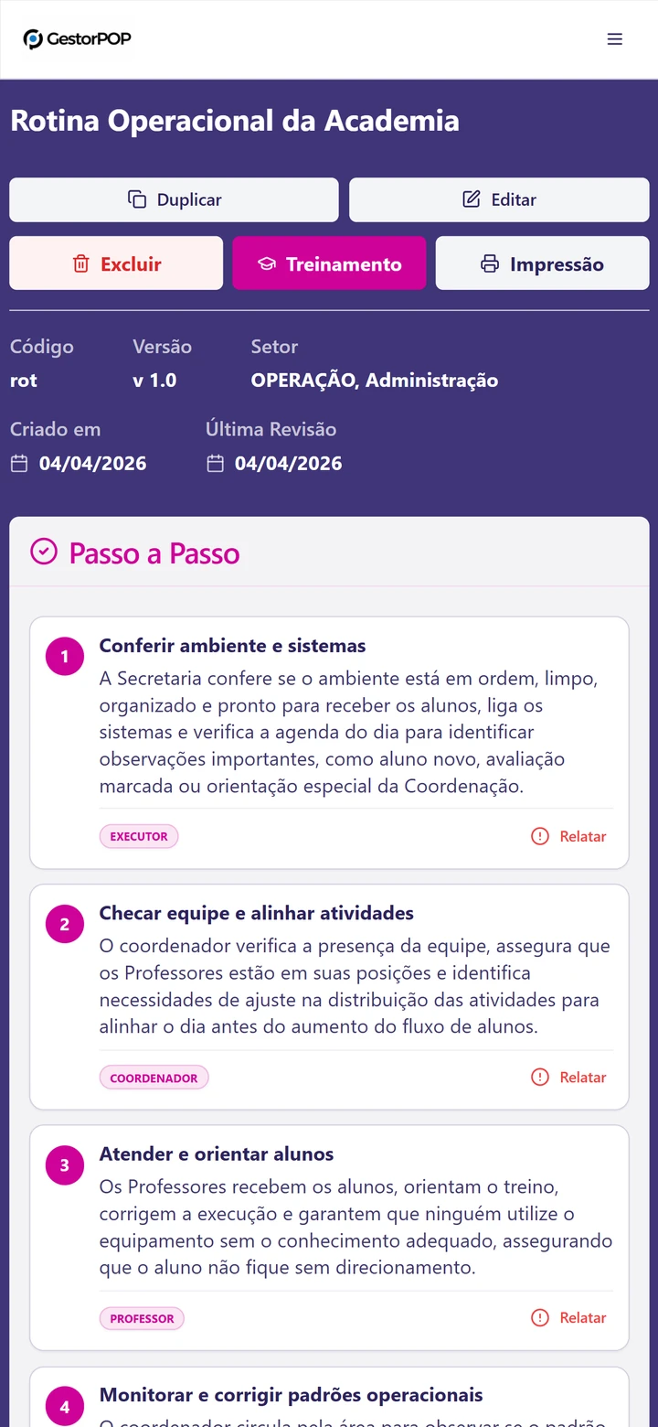 POP aberto no Gestor POP